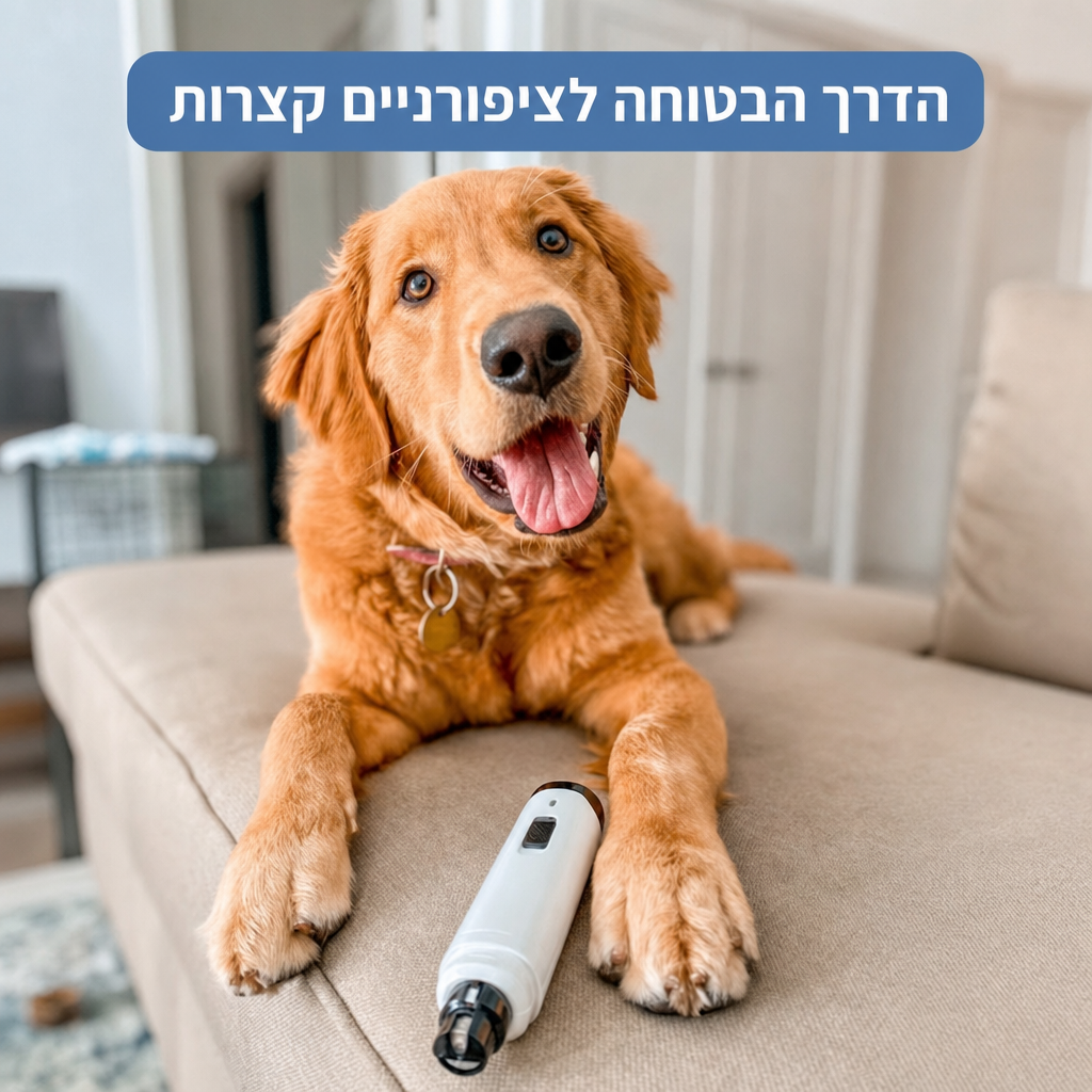תמונה של כלב עם משייף הציפורניים לכלבים